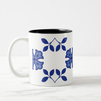 Blauwe bloesem Elegantie Tweekleurige Koffiemok