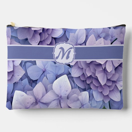 Blauwe Bloesem Hydrangea Monogram Etui (Voorkant)