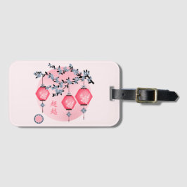 Blauwe bloesem lantaarns "Rise Above" Aziatisch on Bagagelabel