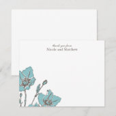 Blauwe Bloesem Plat Bedankbriefjes Kaart (Voorkant / Achterkant)