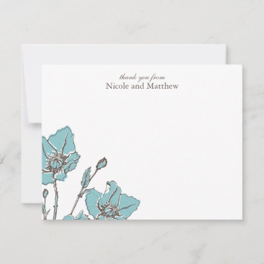 Blauwe Bloesem Plat Dankkaartjes Kaart (Voorkant)