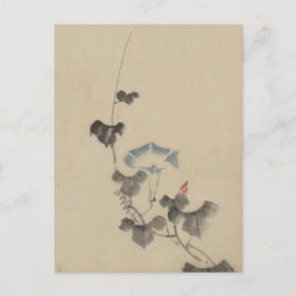 Blauwe bloesem van Morning Glory op Vine door Hoku Briefkaart