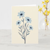 Blauwe Bloesem Wenskaart Kaart (Gele Bloem)