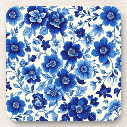 blauwe bloesemcascade coaster bier onderzetter (Voorkant)