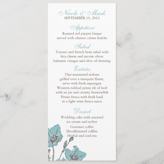 Blauwe bloesemkaart menu (Voorkant)