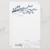 Blauwe bloesems briefpapier (Voorkant / Achterkant)