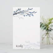 Blauwe bloesems briefpapier (Staand voorkant)