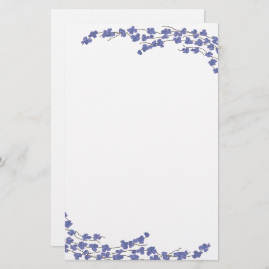 Blauwe bloesems briefpapier (Voorkant / Achterkant)