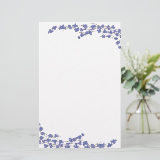 Blauwe bloesems briefpapier (Staand voorkant)