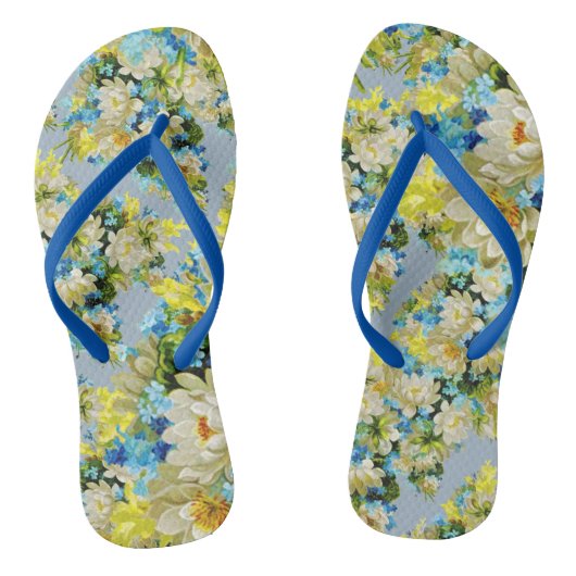 Blauwe bloesems en blooms Springtime Teenslippers (Voetbed)