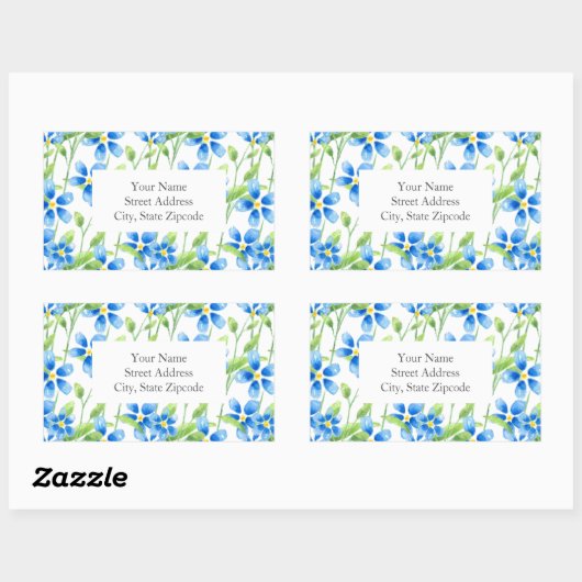 'Blauwe bloesems' Etiketten (Vel)