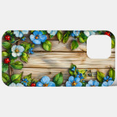 Blauwe Bloesems & Lieveheersbeestjes Design Landel Case-Mate iPhone Case (Achterkant (horizontaal))