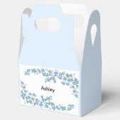 Blauwe bloesems met naam bedankdoosjes (Geopend)
