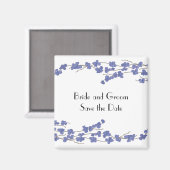 Blauwe Bloesems Save the Date Magneet (Voorkant / Achterkant)
