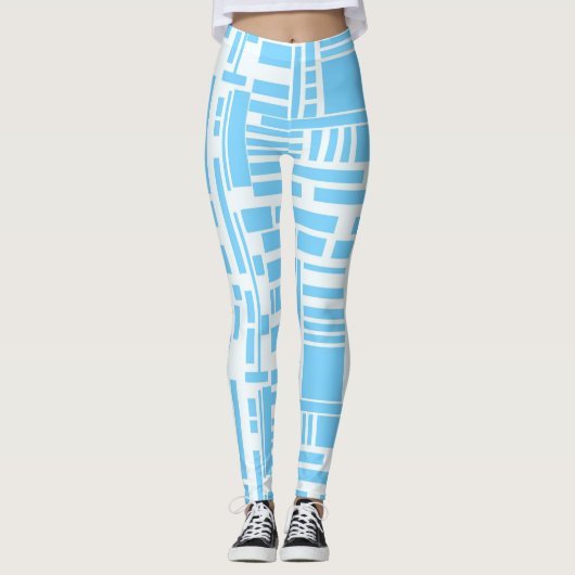 Blauwe blokken leggings (Voorkant)