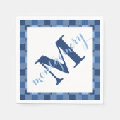 Blauwe blokken monogram naam diamanten servet (Voorkant)