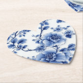Blauwe Bloom Heart Napkin Kartonnen Onderzetters (Gekanteld)