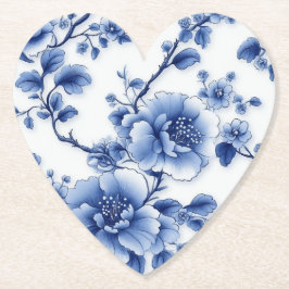 Blauwe Bloom Heart Napkin Kartonnen Onderzetters