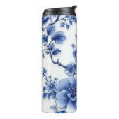 Blauwe Bloom Plastic Waterfles Thermosbeker (Gedraaid links)