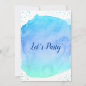 Blauwe blos aquarel streek goud glitters kaart (Achterkant)