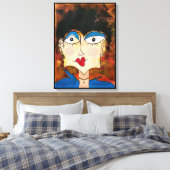 Blauwe blouse canvas afdruk (Insitu (Slaapkamer))