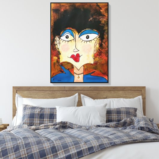 Blauwe blouse canvas afdruk (Insitu (Slaapkamer))