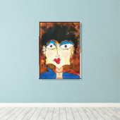 Blauwe blouse canvas afdruk (Insitu (Houten vloer))