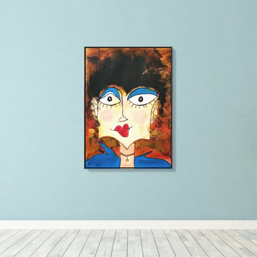 Blauwe blouse canvas afdruk (Insitu (Houten vloer))