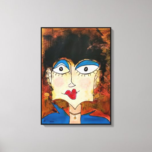 Blauwe blouse canvas afdruk (Voorkant)