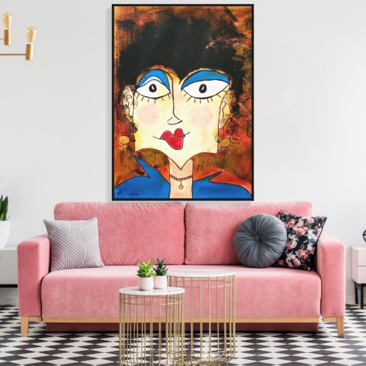 Blauwe blouse canvas afdruk (Insitu (Woonkamer))