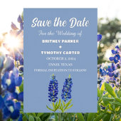 Blauwe Bluebonnets Bloemenfoto QR Code Bruiloft Folie Uitnodiging