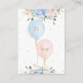 Blauwe Blush Bloemen Ballonnen Twins Luier Raffle Informatiekaartje (Achterkant)