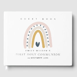 BLAUWE BLUSH RAINBOW HEART KINDER EERSTE HOLY COMM GASTENBOEK