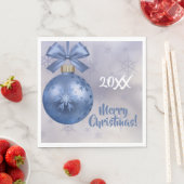 Blauwe bobbel-versiering op een zijderijltje Napki Servet (Insitu)