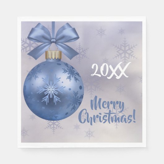 Blauwe bobbel-versiering op een zijderijltje Napki Servet (Voorkant)