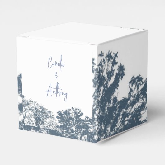 Blauwe bodem Bomen Boho Bruiloft Bedankdoosjes (Voorkant Zijde)