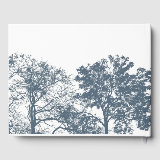 Blauwe bodem Bomen Boho Bruiloft Gastenboek (Achterkant)