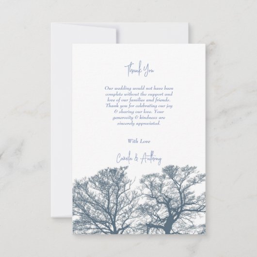 Blauwe Bodem Bomen Tropische Boho Bruiloft Bedankkaart (Voorkant)