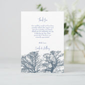 Blauwe Bodem Bomen Tropische Boho Bruiloft Bedankkaart (Staand voorkant)