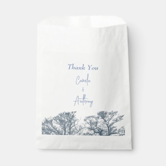 Blauwe Bodem Bomen Tropische Boho Bruiloft Bedankzakje (Voorkant)