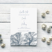 Blauwe Bodem Bomen Tropische Boho Bruiloft Kaart