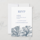 Blauwe Bodem Bomen Tropische Boho Bruiloft RSVP Kaartje (Voorkant)