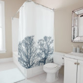 Blauwe Bodembomen Tropische Boho Douchegordijn (In situ)