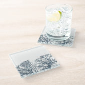 Blauwe Bodembomen Tropische Boho Glazen Onderzetter (Schuin)