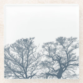 Blauwe Bodembomen Tropische Boho Glazen Onderzetter