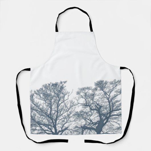 Blauwe Bodembomen Tropische Boho Schort (Voorkant)