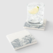 Blauwe Bodembomen Tropische Boho Stenen Onderzetter (Zijkant)