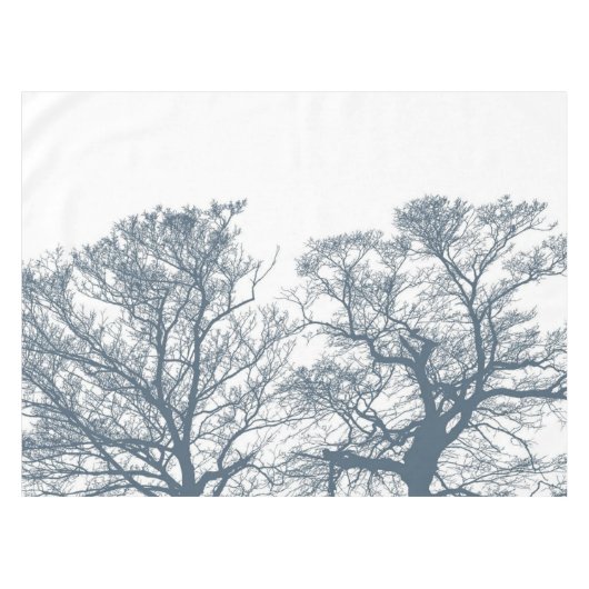 Blauwe Bodembomen Tropische Boho Tafelkleed (Voorkant (Horizontaal))