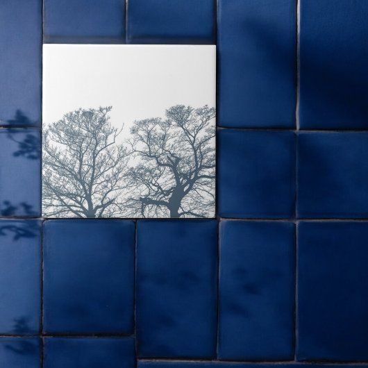 Blauwe Bodembomen Tropische Boho Tegeltje