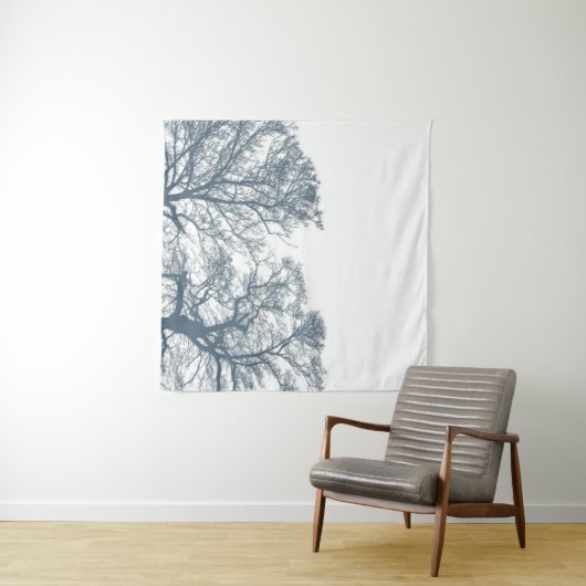 Blauwe Bodembomen Tropische Boho Wandkleed (In Situ (horizontaal))